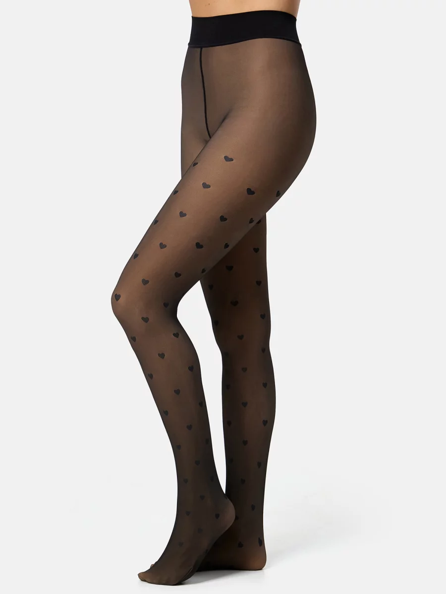 Nur Die Strumpfhose Warm & Transparent strapazierfähig 80 DEN Print - Herzdesign - Größe 40-44 Wochenangebot