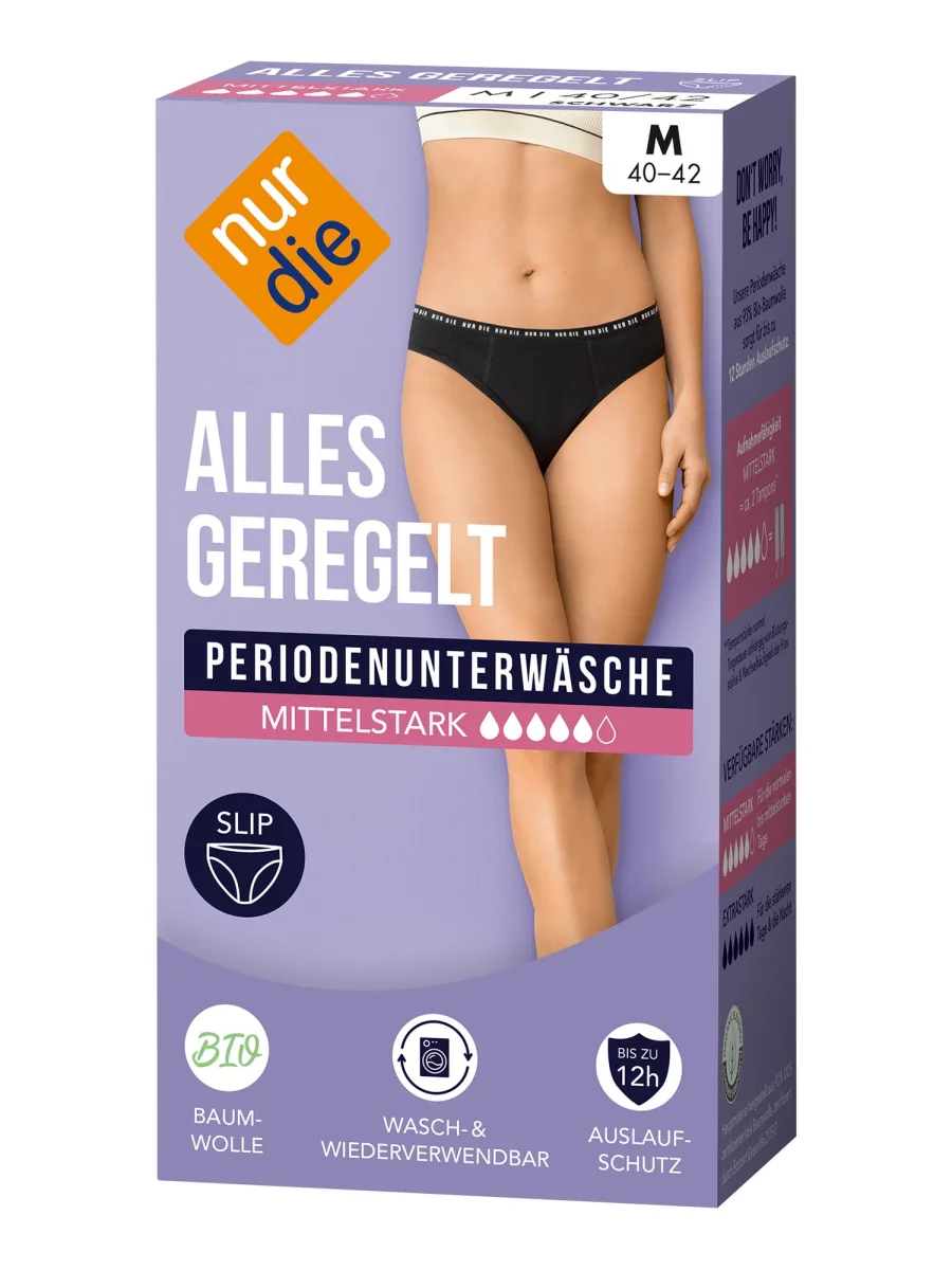 Nur Die Periodenunterwäsche Alles Geregelt Slip mittelstark - schwarz - Größe 32-34 Räumungsverkauf