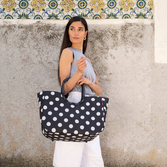 Reisenthel loopshopper L frame dots white (Einkaufstasche,schwarz) Vatertagsangebot