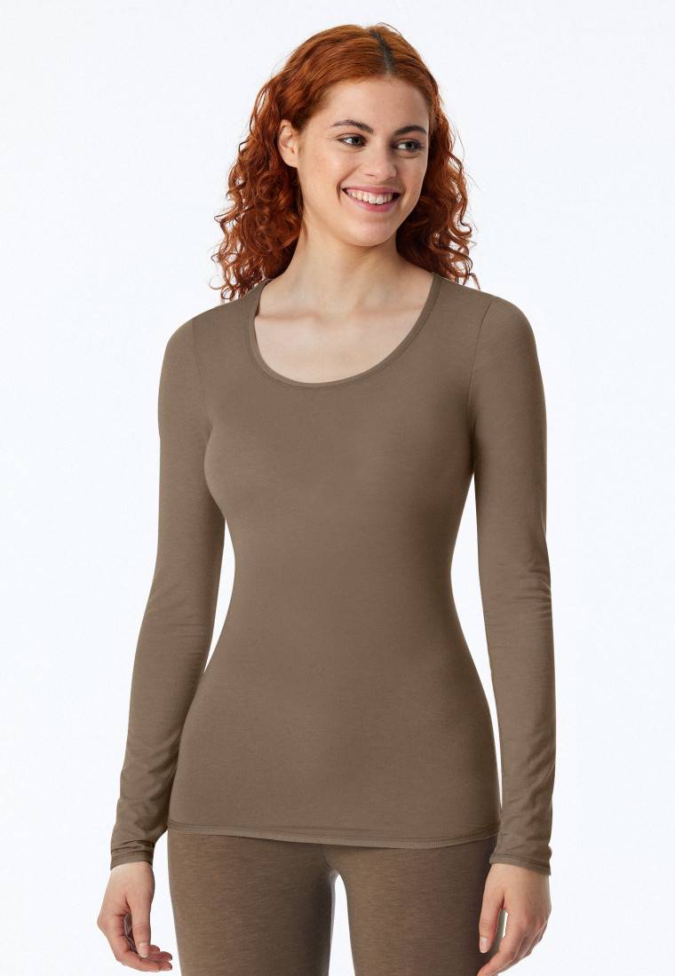﻿Schiesser Shirt langarm taupe - Personal Fit Limitierter Zeitrabatt