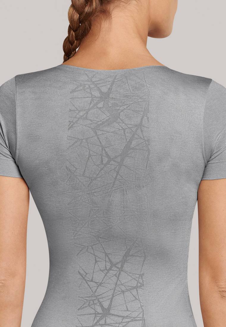 Schiesser Shirt kurzarm ultraleicht Seamless silbergrau - Active Mesh Light Fabrikpreis