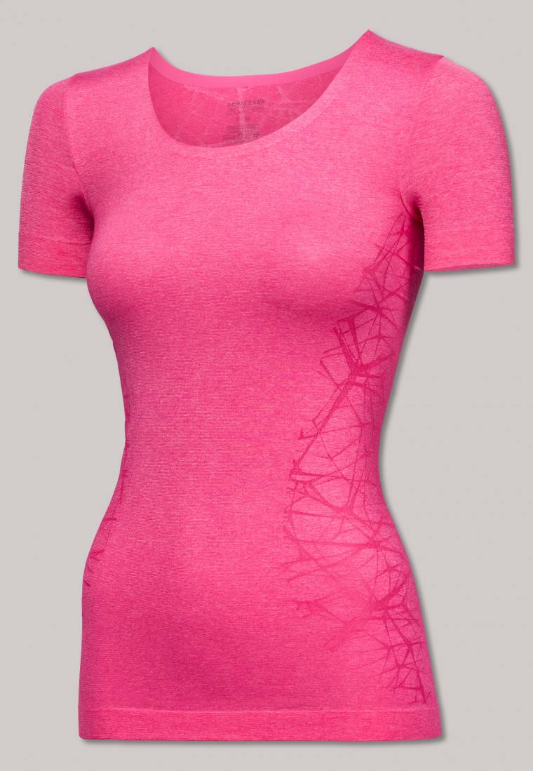 Schiesser Shirt kurzarm ultraleicht Seamless pink meliert - Active Mesh Light Rabatt