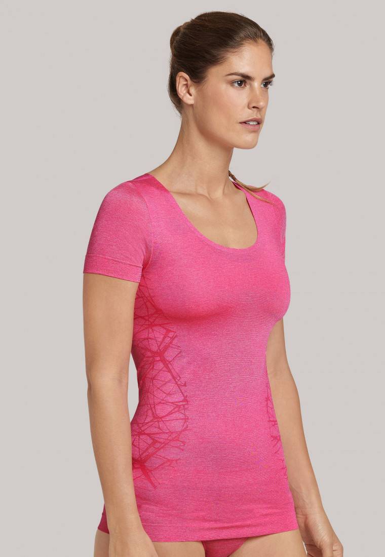 Schiesser Shirt kurzarm ultraleicht Seamless pink meliert - Active Mesh Light Rabatt