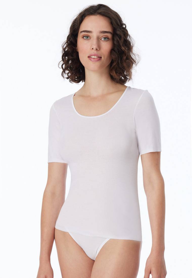 Schiesser Shirt kurzarm weiß - Luxury Großer Ausverkauf