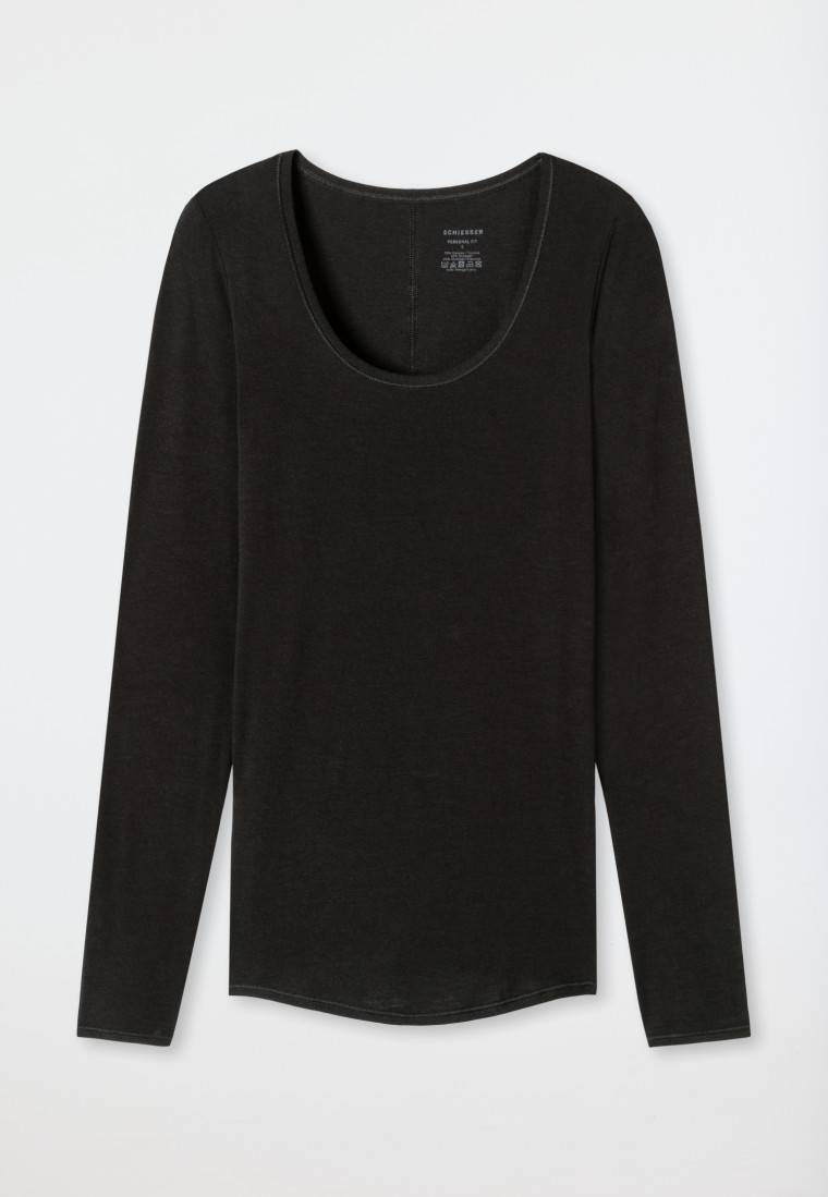 Schiesser Shirt langarm schwarz - Personal Fit Flash Sale