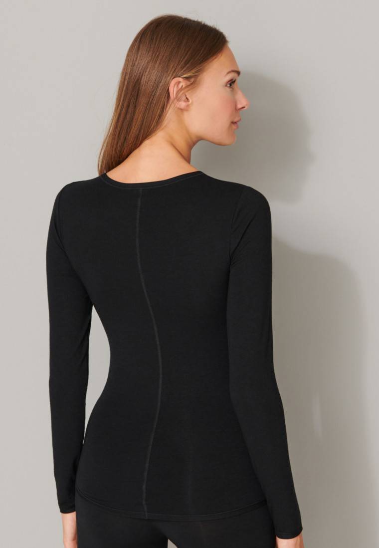 Schiesser Shirt langarm schwarz - Personal Fit Flash Sale