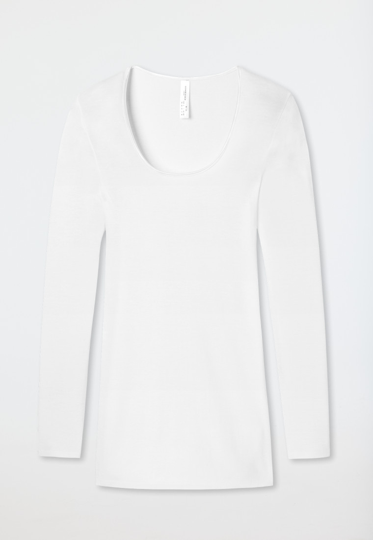 Schiesser Shirt langarm Feinripp rundhals Spenzer weiß - Luxury Valentinstagsangebot