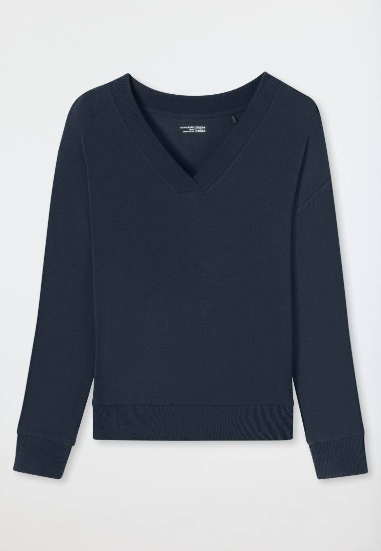 Schiesser Sweatshirt Feinripp nachtblau - Mix+Relax Heißer Verkauf