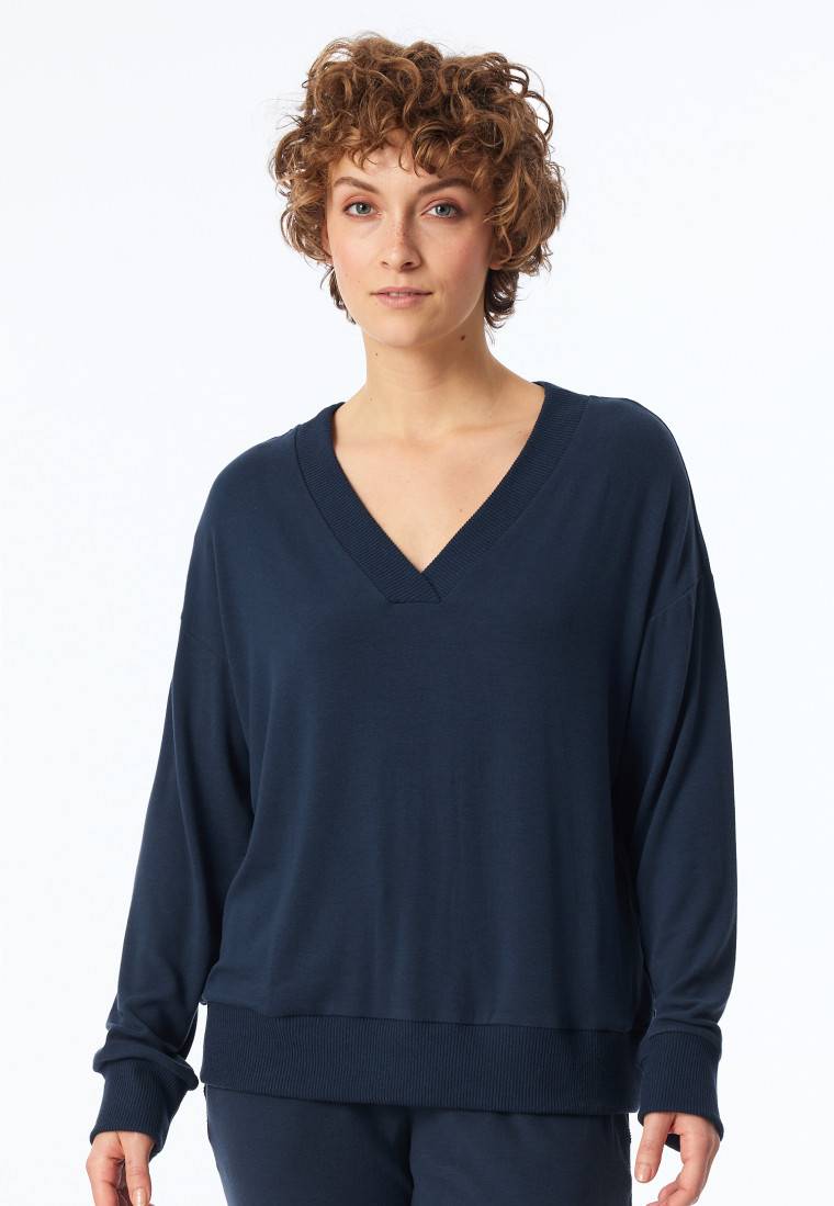 Schiesser Sweatshirt Feinripp nachtblau - Mix+Relax Heißer Verkauf