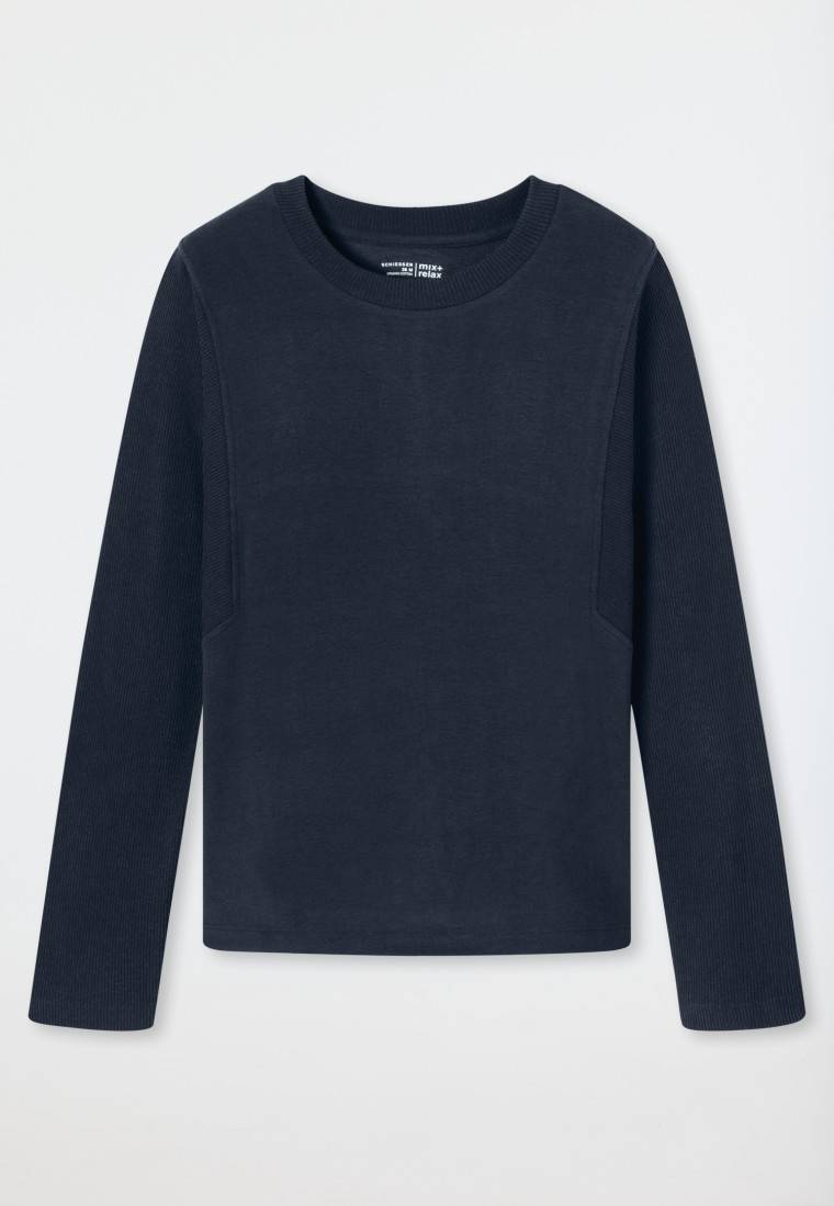 Schiesser Sweatshirt Feinripp nachtblau - Mix+Relax Top Angebot