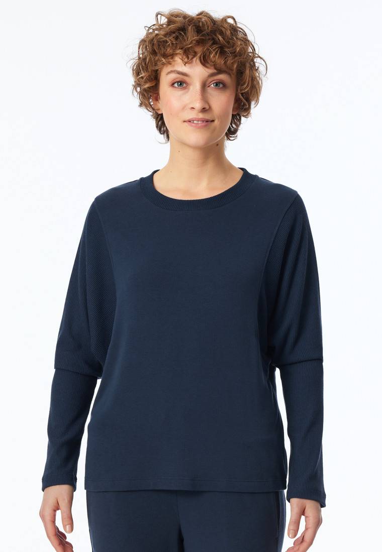 Schiesser Sweatshirt Feinripp nachtblau - Mix+Relax Top Angebot