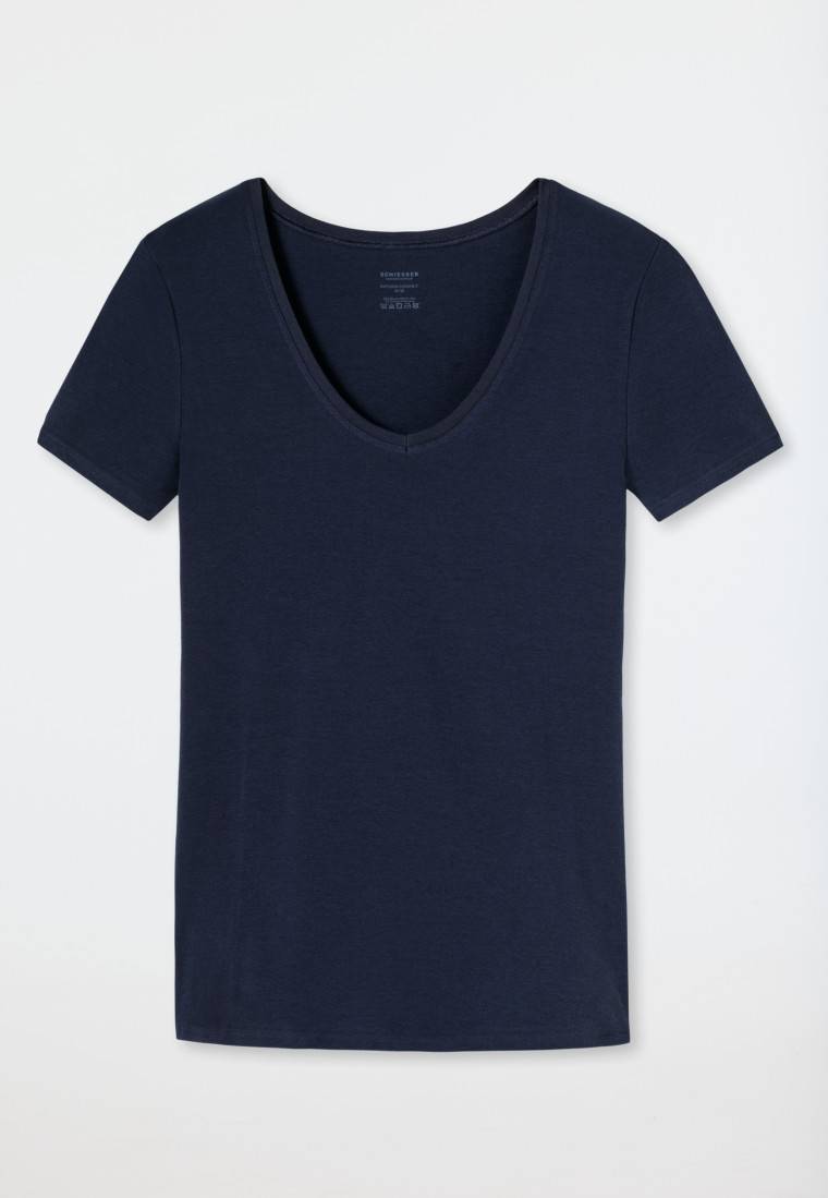 Schiesser Shirt kurzarm Feinripp nachtblau - Naturschönheit Bestseller
