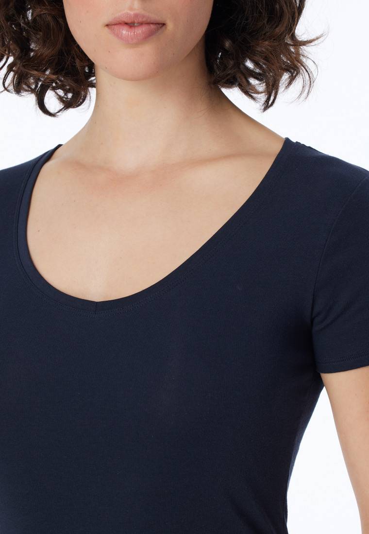 Schiesser Shirt kurzarm Feinripp nachtblau - Naturschönheit Bestseller