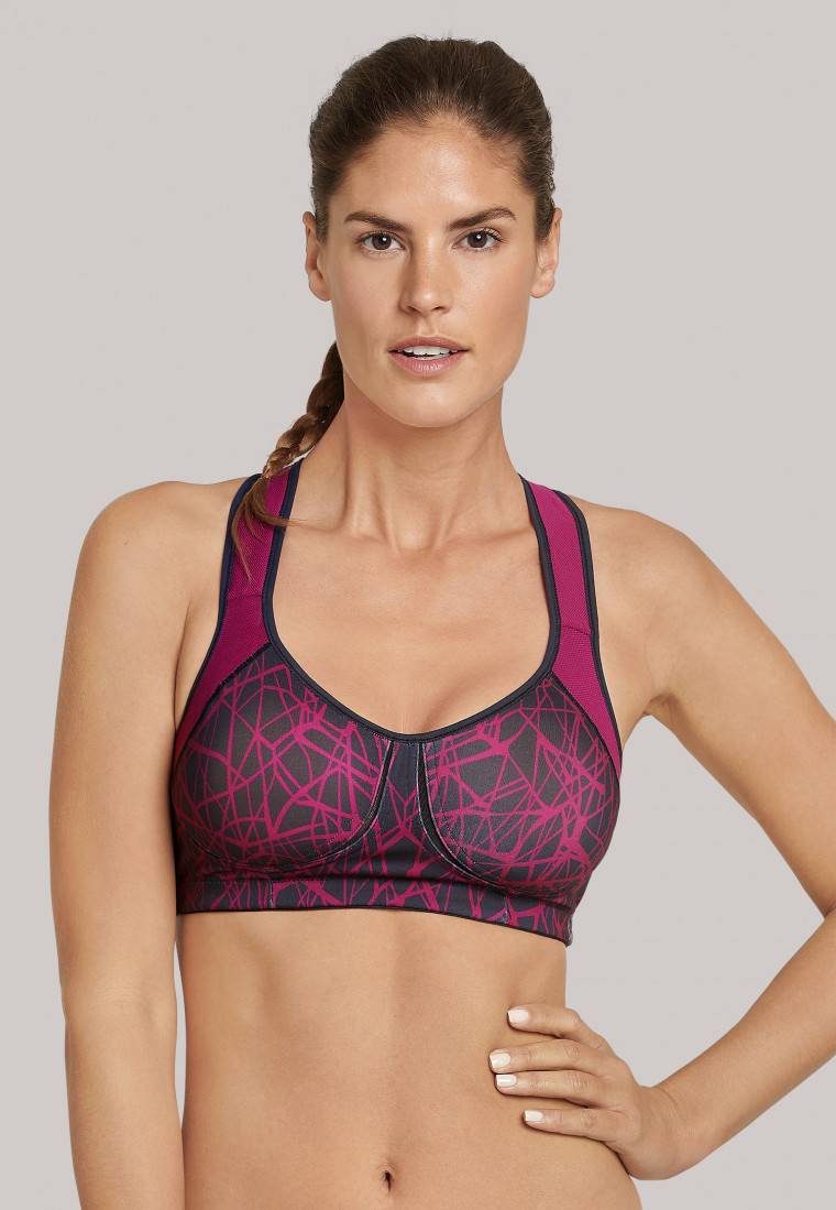 Schiesser Sport-BH gemoldete Cups bügellos High Support beere gemustert - Active Kauf eins, bekomm eins gratis
