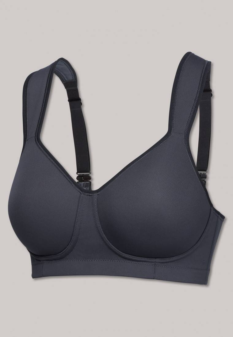 Schiesser Sport-BH Softcup bügellos Medium Support anthrazit - Active Riesige Ersparnisse