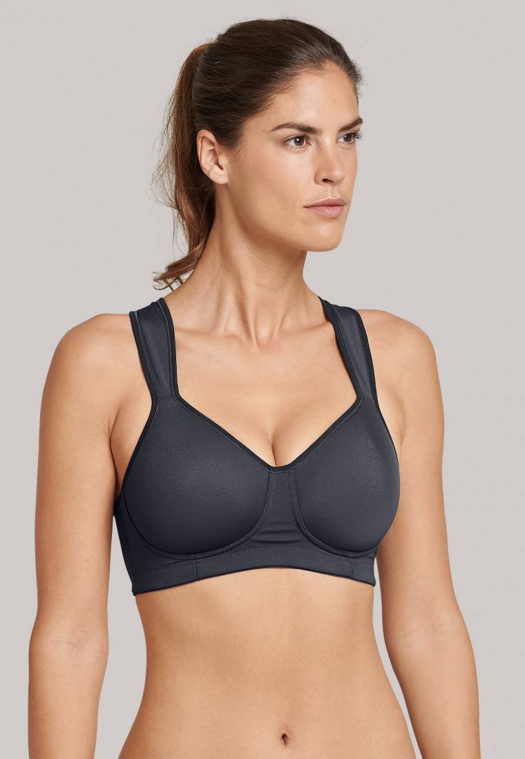Schiesser Sport-BH Softcup bügellos Medium Support anthrazit - Active Riesige Ersparnisse