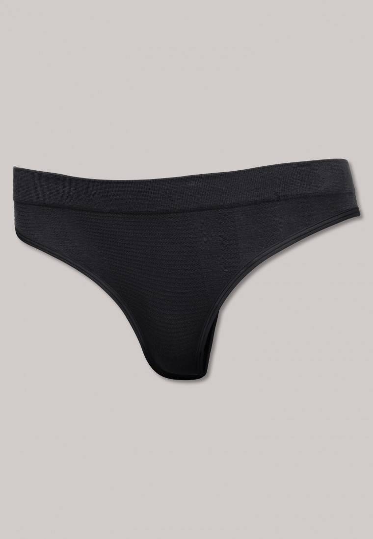 Schiesser Thong seamless Bambus schwarz - Active Mesh Bamboo Super Sparpreis