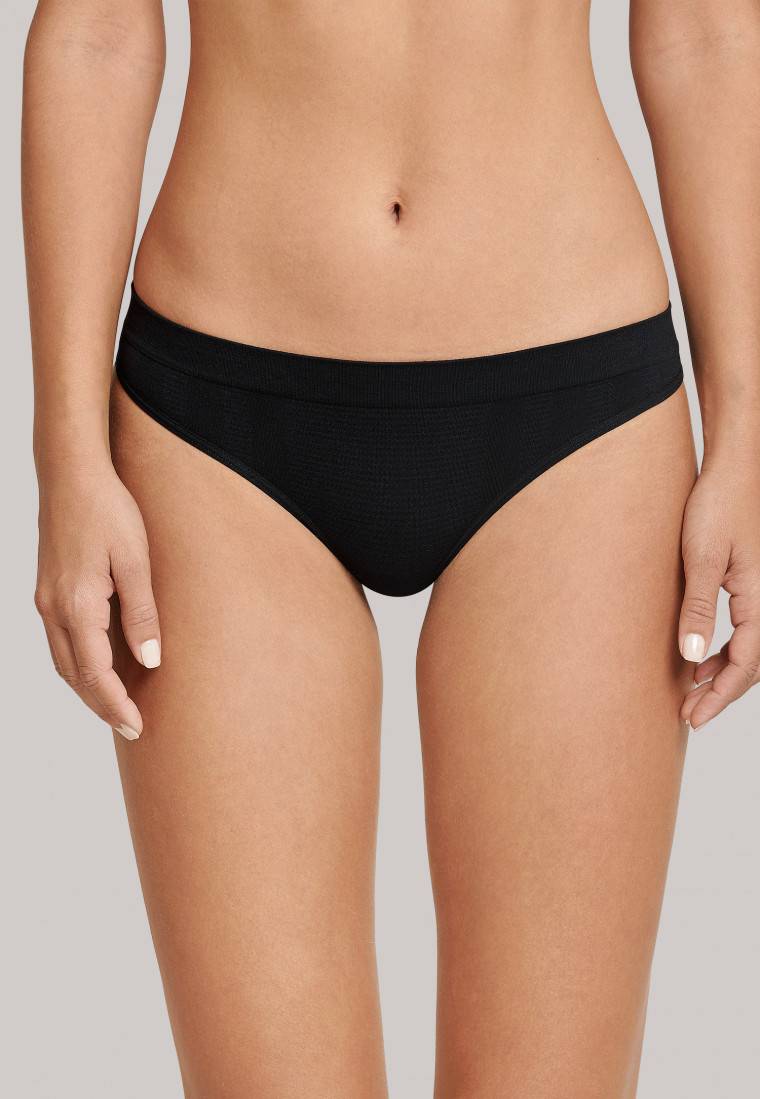 Schiesser Thong seamless Bambus schwarz - Active Mesh Bamboo Super Sparpreis