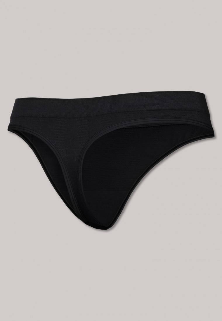 Schiesser Thong seamless Bambus schwarz - Active Mesh Bamboo Super Sparpreis