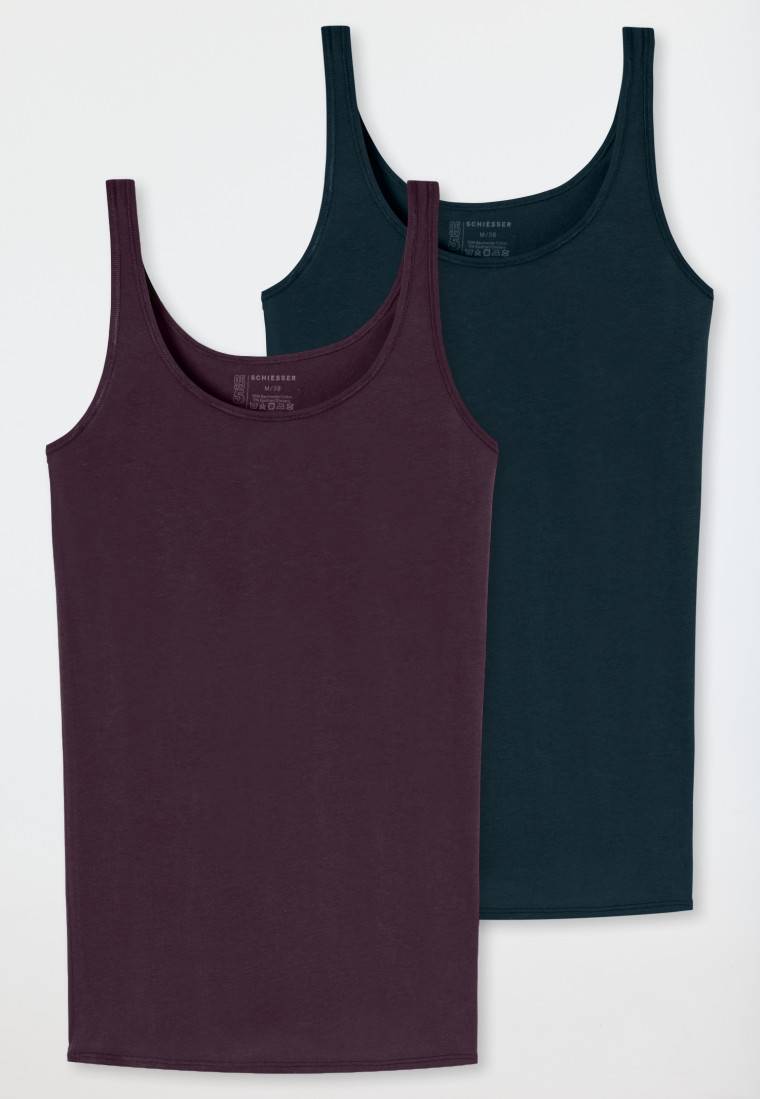 Schiesser Top 2er-Pack Organic Cotton dunkelblau/bordeaux - 95/5 Organic Bis zu 60% Rabatt