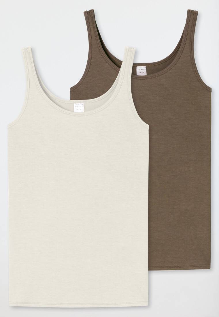 Schiesser Trägertops 2er-Pack beige/taupe - Modal Essentials Fabrikladen