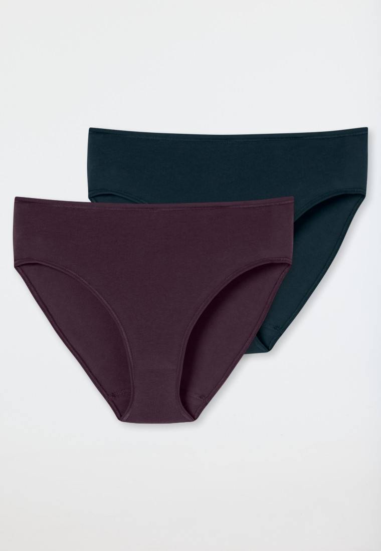Schiesser Slips 2er-Pack Organic Cotton dunkelblau/pflaume - 95/5 Valentinstagsangebot