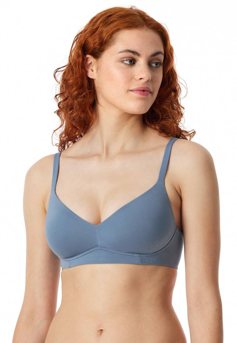 Schiesser Soft-BH mit Schale und gleitenden Cups blaugrau - Unique Micro Vierteljährliche Förderung