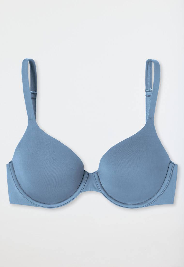 Schiesser Schalen-BH mit Bügel und gleitenden Cups blaugrau - Unique Micro Discount Store für neue Produkte