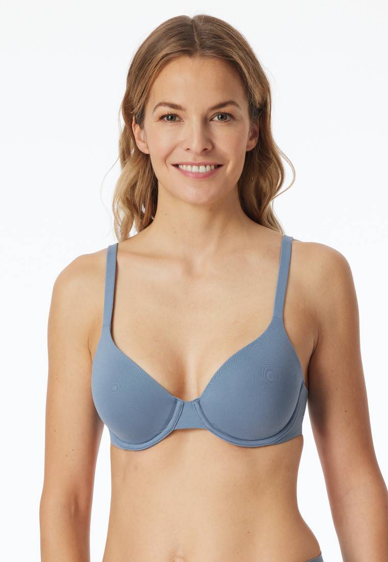 Schiesser Schalen-BH mit Bügel und gleitenden Cups blaugrau - Unique Micro Discount Store für neue Produkte