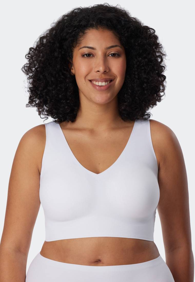 Schiesser Bustier Microfaser herausnehmbare Pads weiß - Invisible Soft Im Verkauf
