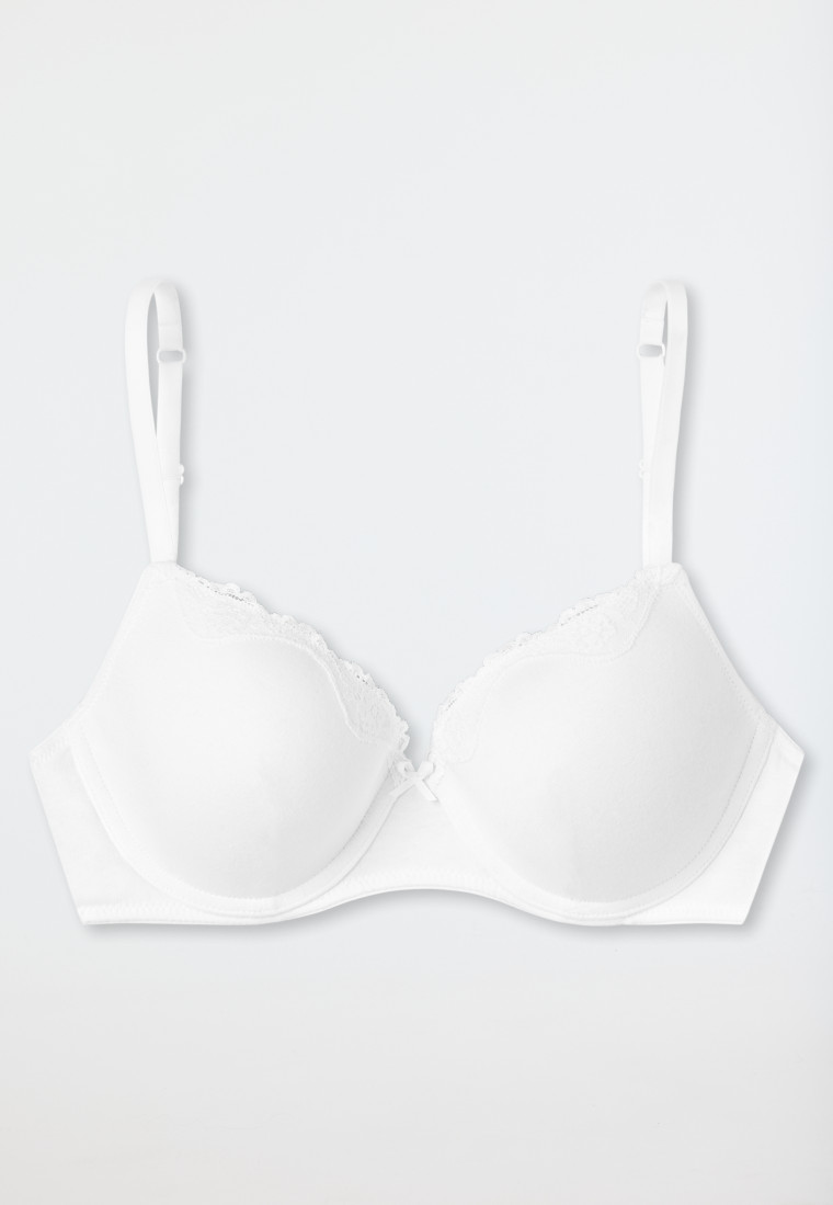 Schiesser Bügel-BH mit Schale und Spitze weiß - Pure Cotton Rabatt