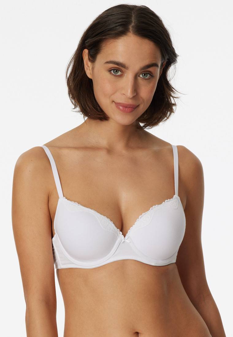 Schiesser Bügel-BH mit Schale und Spitze weiß - Pure Cotton Rabatt