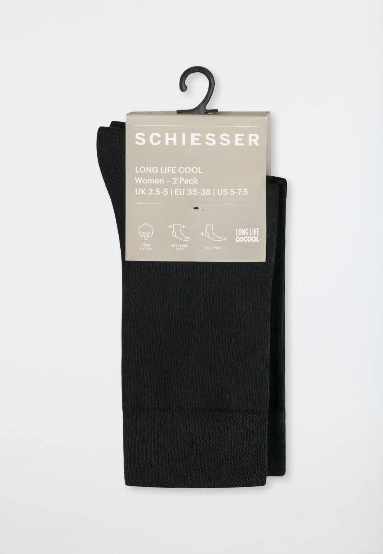 Schiesser Damensocken 2er-Pack schwarz - Long Life Cool Valentinstagsangebot