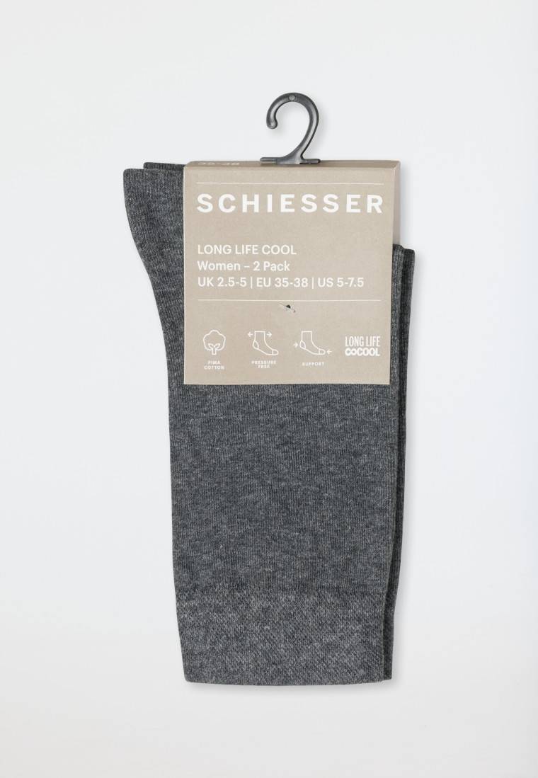 Schiesser Damensocken 2er-Pack anthrazit meliert - Long Life Cool Blitzangebot
