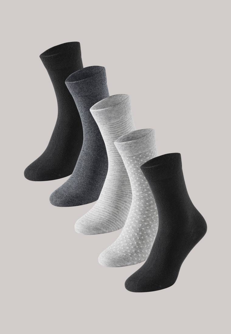 Schiesser Damensocken 5er-Pack stay fresh gemustert graumelange-schwarz - Bluebird Saisonale Angebote