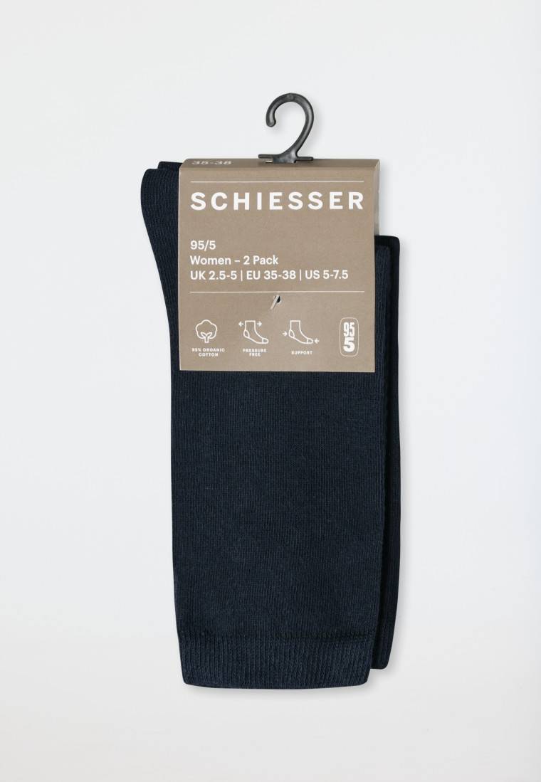 Schiesser Damensocken 2er-Pack Organic Cotton nachtblau - 95/5 Tägliche Deals