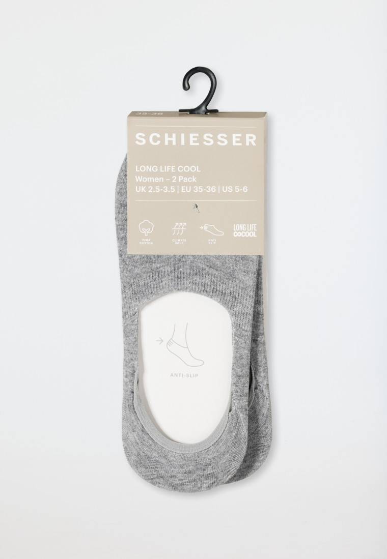 Schiesser Inshoe-Damensocken 2er-Pack silbergrau meliert - Long Life Cool Sonderangebote