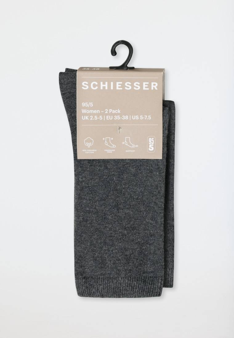 Schiesser Damensocken 2er-Pack Organic Cotton grau-meliert - 95/5 Riesige Ersparnisse
