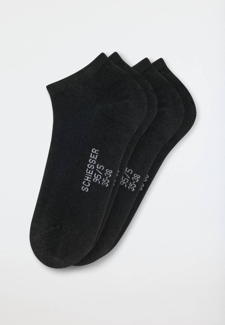 Schiesser Damensneaker 2er-Pack Organic Cotton schwarz - 95/5 Wochenangebot