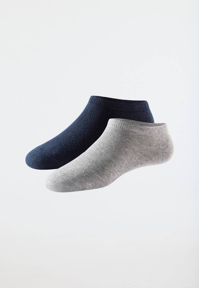 Schiesser Damensneaker 2er-Pack Organic Cotton grau-meliert/schwarz - 95/5