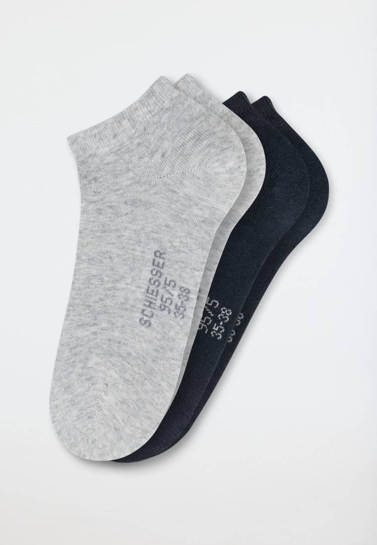Schiesser Damensneaker 2er-Pack Organic Cotton grau-meliert/schwarz - 95/5 Kostenlose Rückgabe