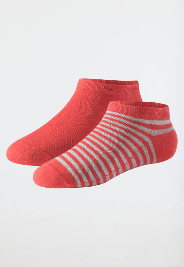 Schiesser Damensneaker Doppelpack Organic Cotton rot/gestreift - 95/5