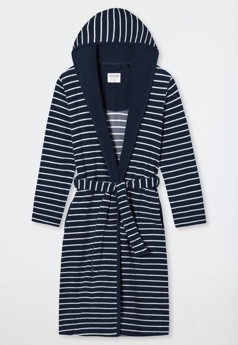 Schiesser Bademantel Leichtfrottee navy gestreift - Feather Terry Neueste Stile
