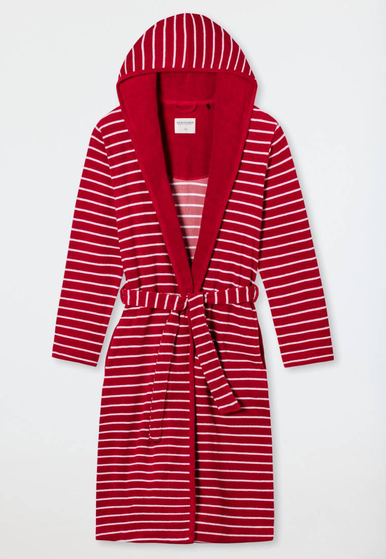 Schiesser Bademantel Leichtfrottee rot gestreift - Feather Terry Letzter Tag
