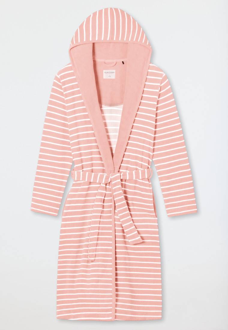 Schiesser Bademantel Leichtfrottee rosé gestreift - Feather Terry Zeitbegrenzte Promotion