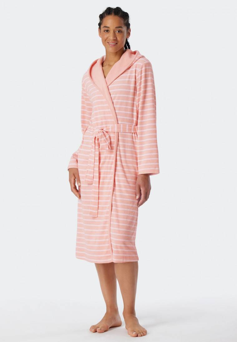 Schiesser Bademantel Leichtfrottee rosé gestreift - Feather Terry Zeitbegrenzte Promotion