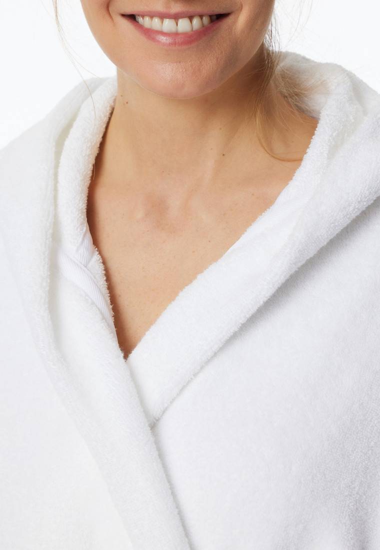 Schiesser Bademantel mit Kapuze, 120 cm weiß - Essentials Bis zu 50% Rabatt