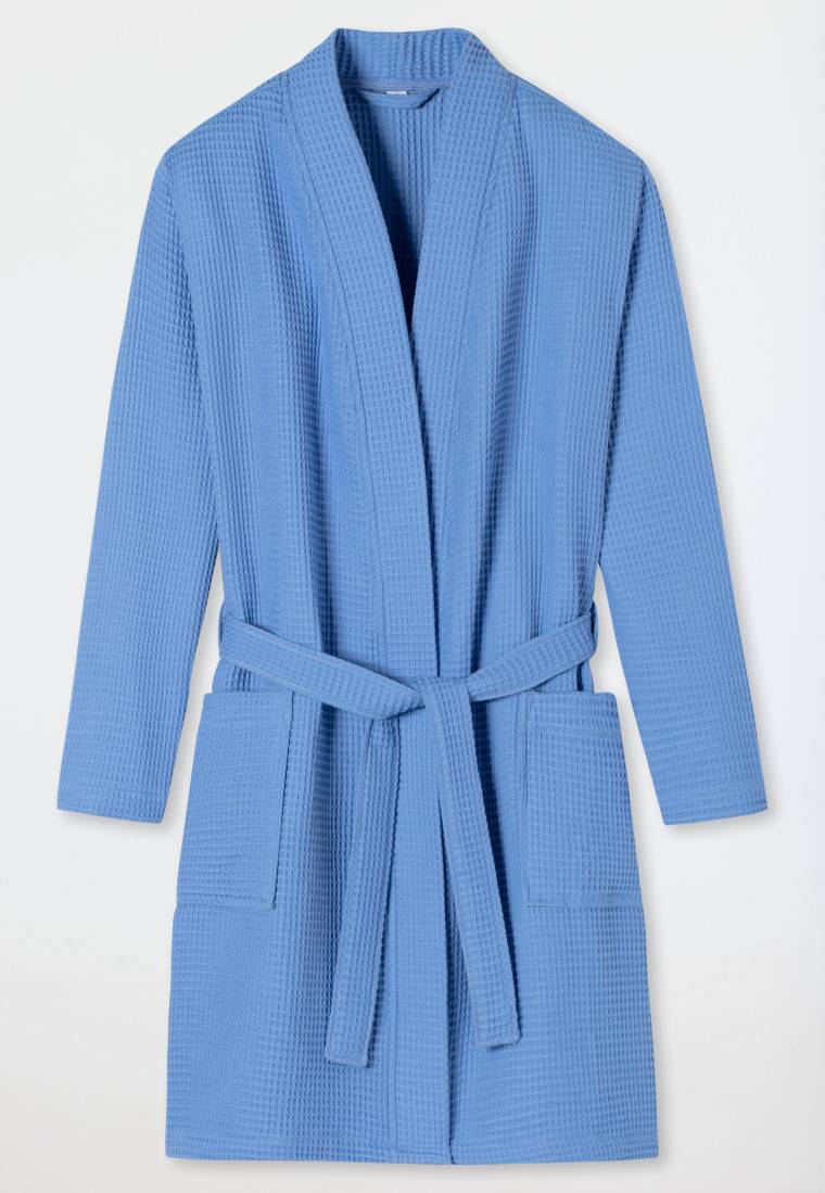 Schiesser Bademantel Waffelpiqué blau - Essentials Nur noch ein Tag übrig