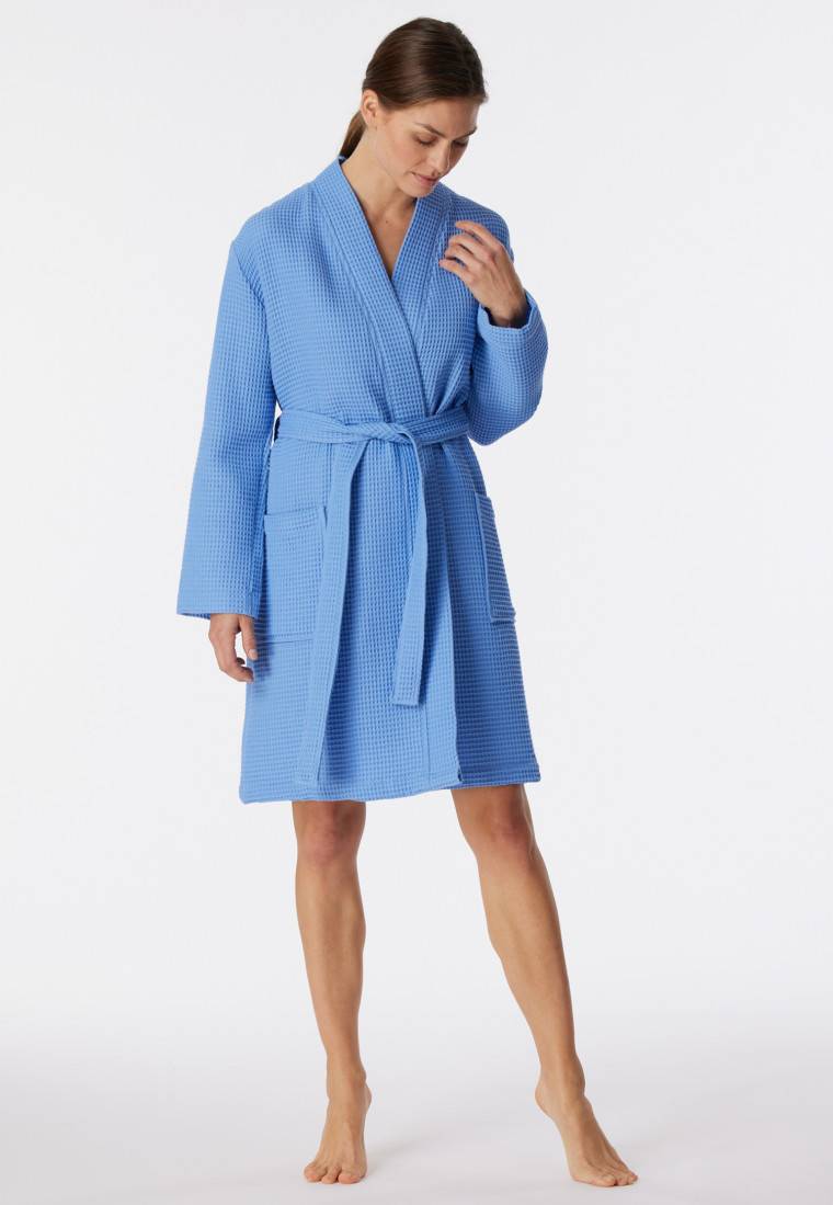 Schiesser Bademantel Waffelpiqué blau - Essentials Nur noch ein Tag übrig