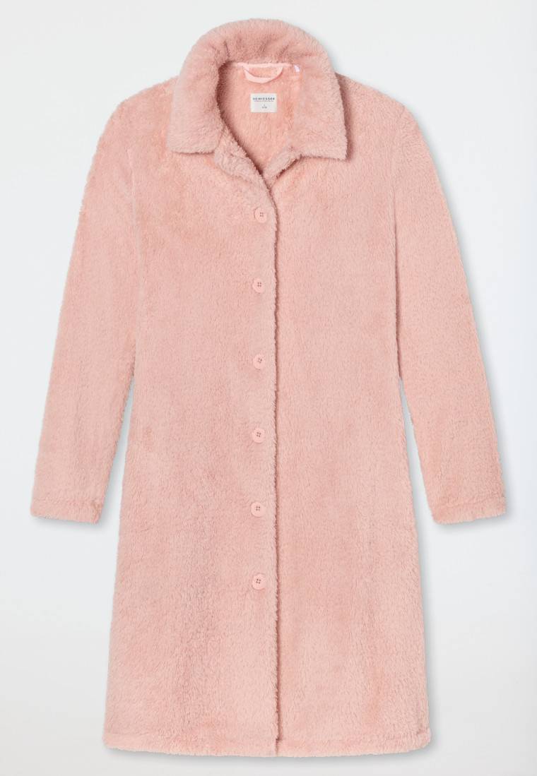 Schiesser Morgenmantel Teddy Fleece rosé - Essentials 50% Rabatt mit kostenlosem Versand